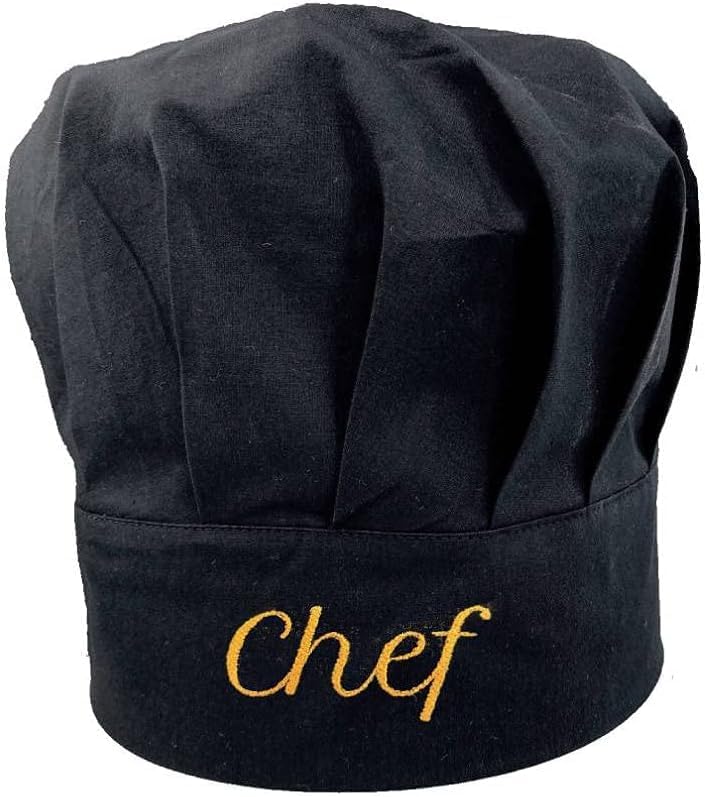 Ulteptus Chef Hat - Embroidered with Chef Lettering, Black & White, Male & Female - Image 2